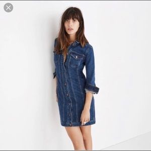 Madewell seamed button front denim shirt dress, S